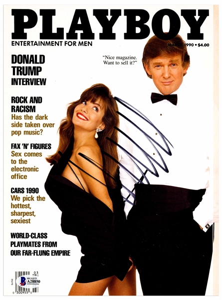 Donald Trump Signed Copy of Playboy From March 1990 Featuring Him on the Cover -- With Beckett COA